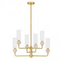Candelabru cu 6 brate, Metal, Auriu, Travertin, Sticla, FILOMENA