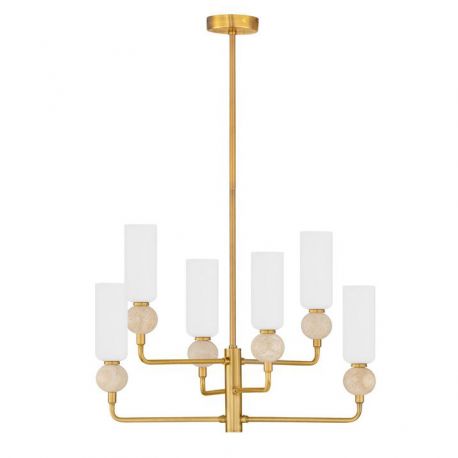 Candelabre, Lustre - Candelabru cu 6 brate, Metal, Auriu, Travertin, Sticla, FILOMENA