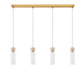 Lustra cu 4 pendule, Metal, Auriu, Travertin, Sticla, FILOMENA