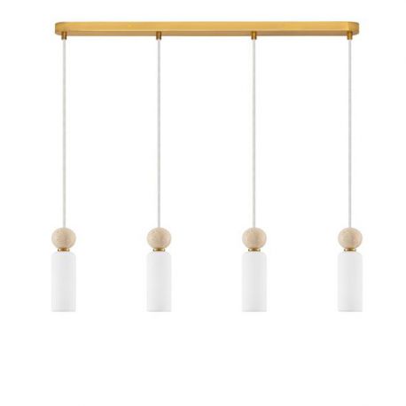 Pendule, Lustre suspendate - Lustra cu 4 pendule, Metal, Auriu, Travertin, Sticla, FILOMENA
