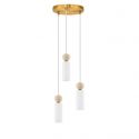 Lustra cu 3 pendule, Metal, Auriu, Travertin, Sticla, FILOMENA