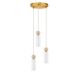 Lustra cu 3 pendule, Metal, Auriu, Travertin, Sticla, FILOMENA