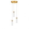Lustra cu 3 pendule, Metal, Auriu, Travertin, Sticla, FILOMENA
