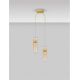 Pendule, Lustre suspendate - Lustra moderna cu 2 pendule LED, Metal, Auriu, Sticla, Amber, Norma
