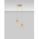 Pendule, Lustre suspendate - Lustra moderna cu 2 pendule LED, Metal, Auriu, Sticla, Amber, Norma