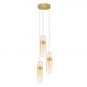 Lustra moderna cu 3 pendule LED, Metal, Auriu, Sticla, Amber, Norma