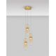 Pendule, Lustre suspendate - Lustra moderna cu 3 pendule LED, Metal, Auriu, Sticla, Amber, Norma