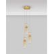 Pendule, Lustre suspendate - Lustra moderna cu 3 pendule LED, Metal, Auriu, Sticla, Amber, Norma