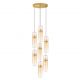 Lustra moderna cu 7 pendule LED, Metal, Auriu, Sticla, Amber, Norma
