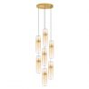 Lustra moderna cu 7 pendule LED, Metal, Auriu, Sticla, Amber, Norma