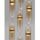 Pendule, Lustre suspendate - Lustra moderna cu 7 pendule LED, Metal, Auriu, Sticla, Amber, Norma