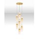 Pendule, Lustre suspendate - Lustra moderna cu 7 pendule LED, Metal, Auriu, Sticla, Amber, Norma