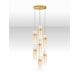 Pendule, Lustre suspendate - Lustra moderna cu 7 pendule LED, Metal, Auriu, Sticla, Amber, Norma