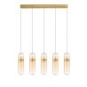 Lustra moderna cu 5 pendule LED, Metal, Auriu, Sticla, Amber, Norma