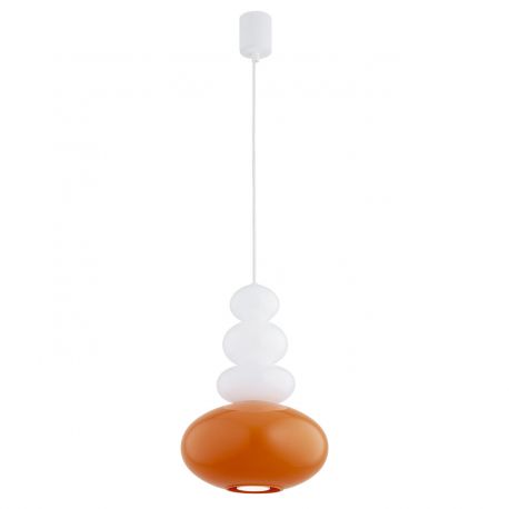 Pendule, Lustre suspendate - Lustra suspendata din Sticla, Alb, Portocaliu, DIEGO