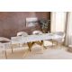 Mese dining - Masa design modern, Metal, Auriu, Ceramica, Alb, ART LIVING 200cm, A-46202 VC
