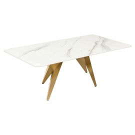 Masuta design modern, Metal, Auriu, Ceramica, Alb, ART LIVING 130cm, A-46204 VC