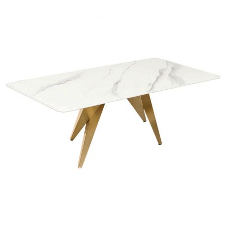 Masute Living - Masuta design modern, Metal, Auriu, Ceramica, Alb, ART LIVING 130cm, A-46204 VC