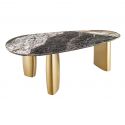 Masa Ovala, Metal, Auriu, Marmura, ORGANIC 200cm, A-46205 VC