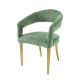 Set 2 scaune, Stofa Structurata, Verde, Metal, Auriu, BOUTIQUE, A-45924 VC