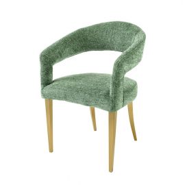 Seturi scaune, HoReCa - Set 2 scaune, Stofa Structurata, Verde, Metal, Auriu, BOUTIQUE, A-45924 VC