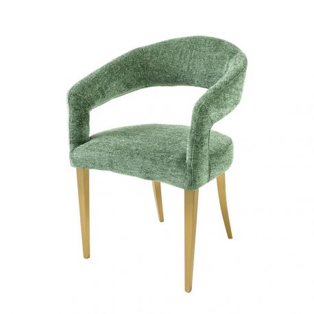 Seturi scaune, HoReCa - Set 2 scaune, Stofa Structurata, Verde, Metal, Auriu, BOUTIQUE, A-45924 VC