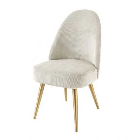 Seturi scaune, HoReCa - Set de 2 scaune, Catifea Raiata, Bej, MIA CASA, A-45926 VC