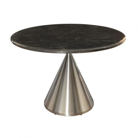 Mese dining - Masa Rotunda, Metal, Argintiu, Marmura Optic, ELEGANCIA 130cm, A-45899 VC