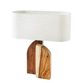 Veioze - Lampa de masa, Lemn, Tesatura Boucle, Alb, LOVERS 60cm, A-46649 VC