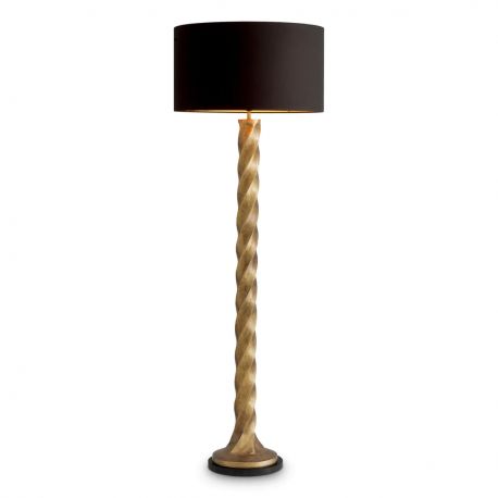 Lampadare - Lampadar LUX, Metal Alama Vintage, Tesatura Neagra, Costanza, 119987 HZ