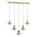 Lustra cu 5 pendule LED, Ceramica, Sticla, BRASS, ZB-25103