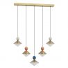 Lustra cu 5 pendule LED, Ceramica, Sticla, BRASS, ZB-25103