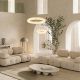 Pendule, Lustre suspendate - Lustra LED, Design Circular, 64cm, ALABASTER- BRONZE, ZB-2544