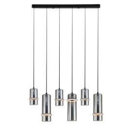 Pendule, Lustre suspendate - Lustra cu 6 pendule LED, SMOKE GLASS-BLACK, ZB-2537