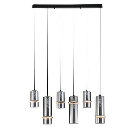 Pendule, Lustre suspendate - Lustra cu 6 pendule LED, SMOKE GLASS-BLACK, ZB-2537