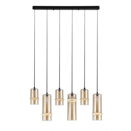 Pendule, Lustre suspendate - Lustra cu 6 pendule LED, CHAMPAGNE GLASS-BLACK, ZB-2536