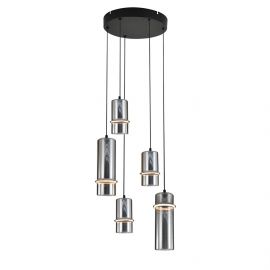 Pendule, Lustre suspendate - Lustra cu 5 pendule LED, SMOKE GLASS-BLACK, ZB-2535