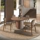 Mese dining - Masa rotunda moderna cu blat din furnir natural de nuc Walnut 1163