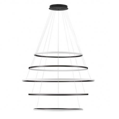 Corpuri de iluminat Lustre pentru casa scarii - Lustra LED CCT, Design Circular, 120cm, Negru, Maelo NVL-9130643