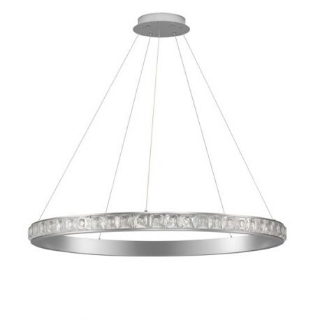 Pendule, Lustre suspendate - Lustra LED design circular, Otel, Argintiu, Cristal K9, ETEKEN NVL-9501216