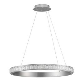 Pendule, Lustre suspendate - Lustra LED design circular, Otel, Argintiu, Cristal K9, ETEKEN NVL-9501215