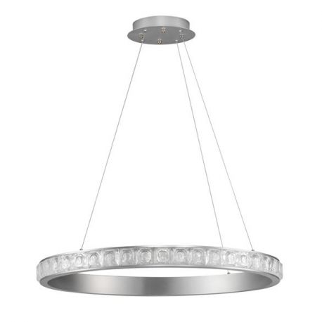 Pendule, Lustre suspendate - Lustra LED design circular, Otel, Argintiu, Cristal K9, ETEKEN NVL-9501215