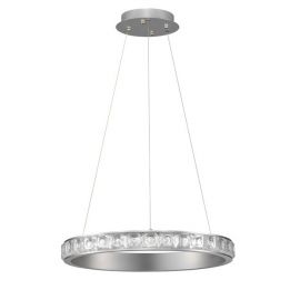 Lustra LED design circular, Otel, Argintiu, Cristal K9, ETEKEN NVL-9501214