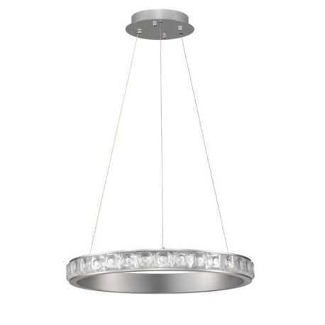 Pendule, Lustre suspendate - Lustra LED design circular, Otel, Argintiu, Cristal K9, ETEKEN NVL-9501214