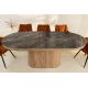 Mese dining - Masa ovala, Ceramica Gri, Furnir Nuc, UNIQUE 200cm A-46380 VC