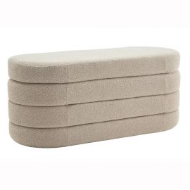 Banchete-Tabureti - Bancheta cu spatiu de depozitare, Tesatura Boucle Taupe, VOQUE 115cm A-46684 VC