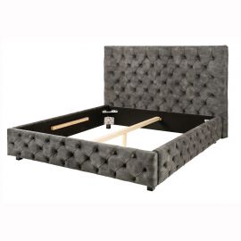 Paturi - Pat elegant tapitat cu catifea gri olive, Paris 180x200cm A-6541076 VC