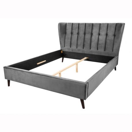 Paturi - Pat dublu tapitat design modern Sixties 160x200cm, gri inchis A-6540995 VC