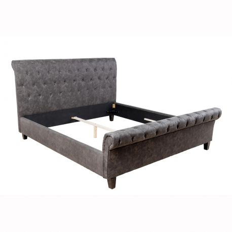 Paturi - Pat dublu tapitat Kensington 160x200cm, gri inchis A-6540605 VC