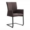 Scaun cu brate, Metal, Piele Naturala, Gri Taupe, SAMSON A-45175 VC